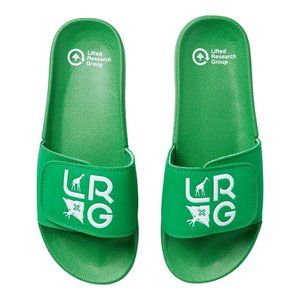 Lifted Research Group LRG Mens Slide Sandals Shoes Green Stacked Logo New 11